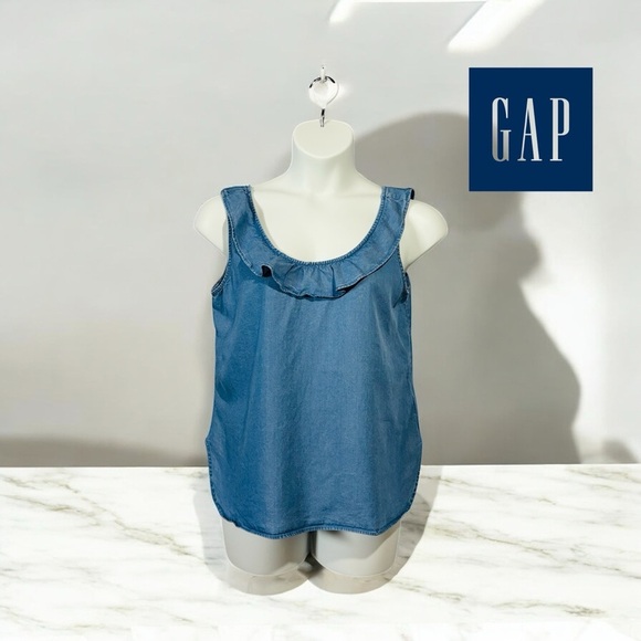 GAP, Sleeveless Denim Blouse, Large, Blue - Picture 1 of 8